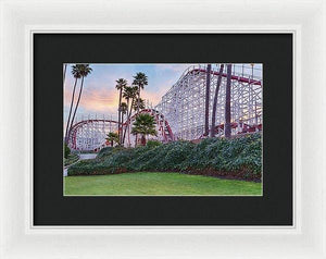 Santa Cruz Roller Coaster At Sunrise - Framed Print - Santa Cruz Art Prints