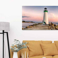 Load image into Gallery viewer, Bicyclist at Lighthouse - Living Room Wall Art Print
