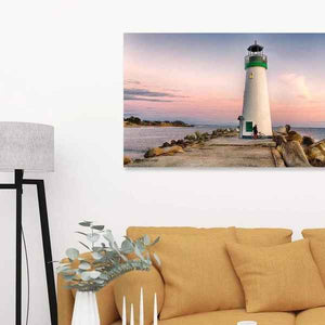 Bicyclist at Lighthouse - Living Room Wall Art Print