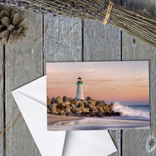 Load image into Gallery viewer, A Bicyclist At Lighthouse - Greeting Card - Santa Cruz Art Prints