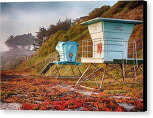 Load image into Gallery viewer, Life Guard Towers In Winter - Canvas Print - Santa Cruz Art Prints