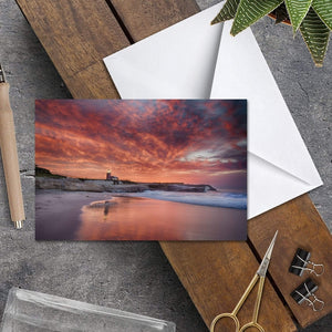 Santa Cruz Lighthouse At Sunrise - Greeting Card - Santa Cruz Art Prints