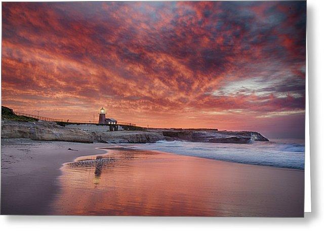 Santa Cruz Lighthouse At Sunrise Greeting Card