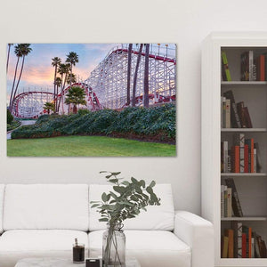 Santa Cruz Roller Coaster At Sunrise - Canvas Print - Santa Cruz Art Prints