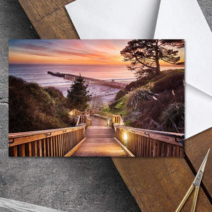 Stairway To The Sunset - Greeting Card - Santa Cruz Art Prints