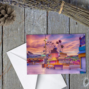 Sunrise On The Boardwalk - Greeting Card - Santa Cruz Art Prints
