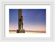 Load image into Gallery viewer, Surf Statue Gazes At Moon  - Framed Print - Santa Cruz Art Prints