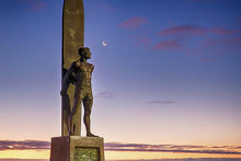 Load image into Gallery viewer, Surf Statue Gazes At Moon  - Art Print - Santa Cruz Art Prints