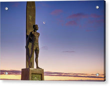 Load image into Gallery viewer, Surf Statue Gazes At Moon  - Acrylic Print - Santa Cruz Art Prints